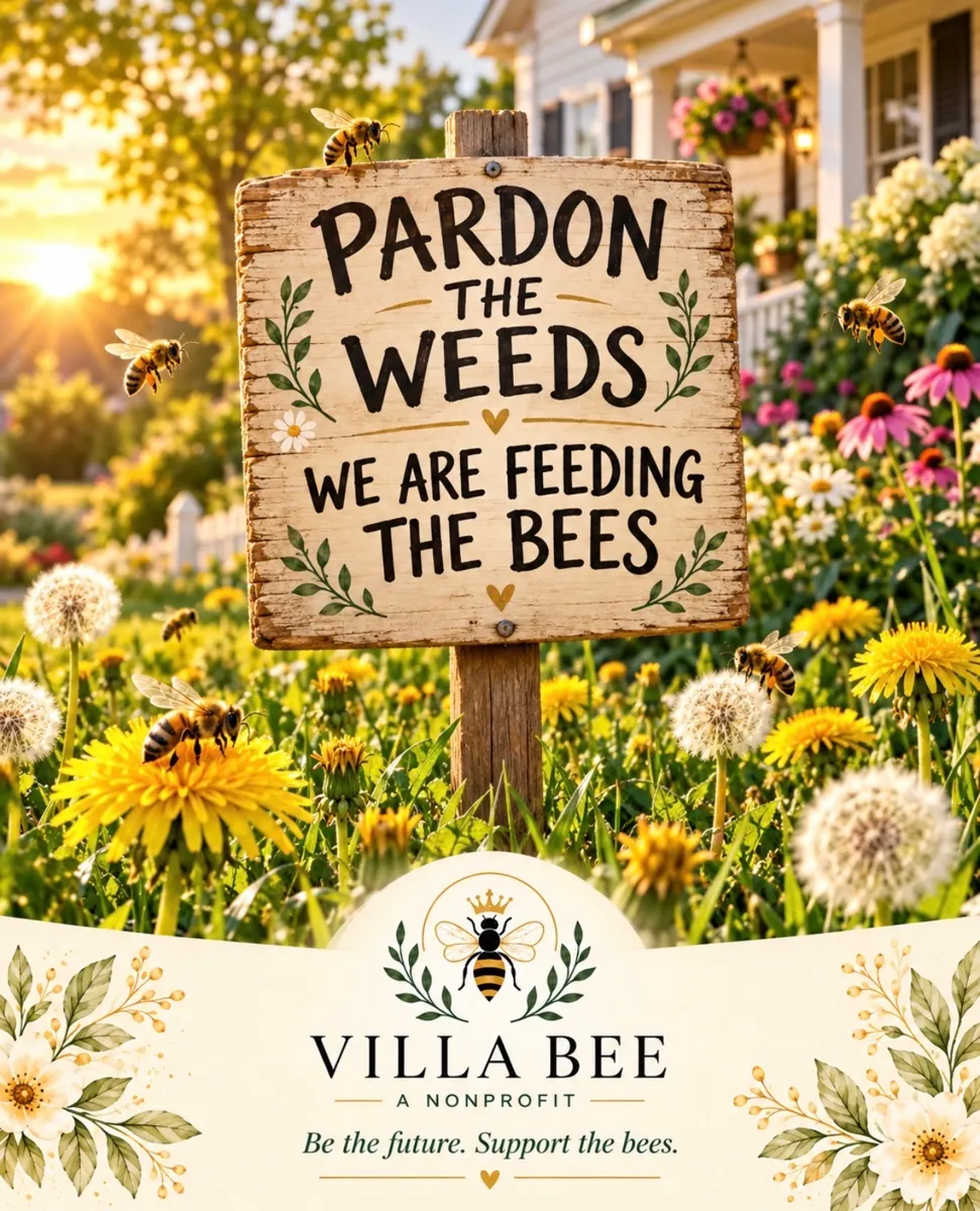 Pardon the weeds, we are feeding the bees